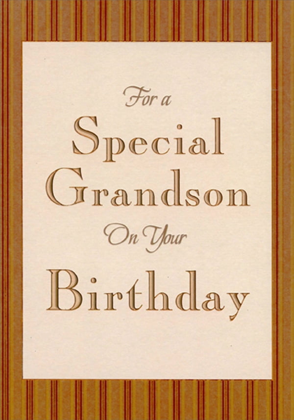 Designer Greetings For a Special Grandson: Light Brown Panels Birthday Card