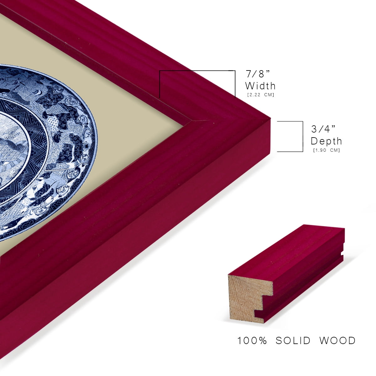 Porcelain in Blue and White II -Framed Print w/glass-Cherry Red