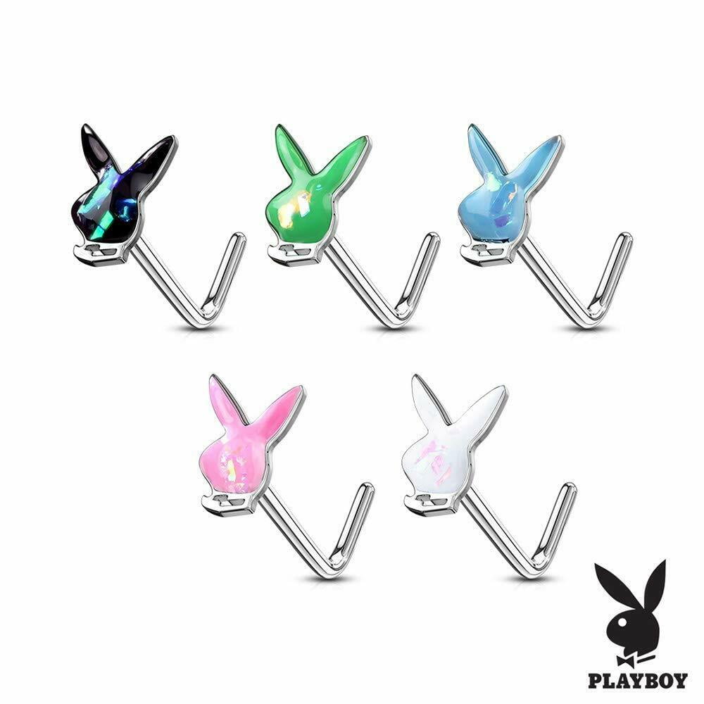 1pc Officially Licensed Playboy Bunny Nose Ring L-Bend 316L Surgical Steel 