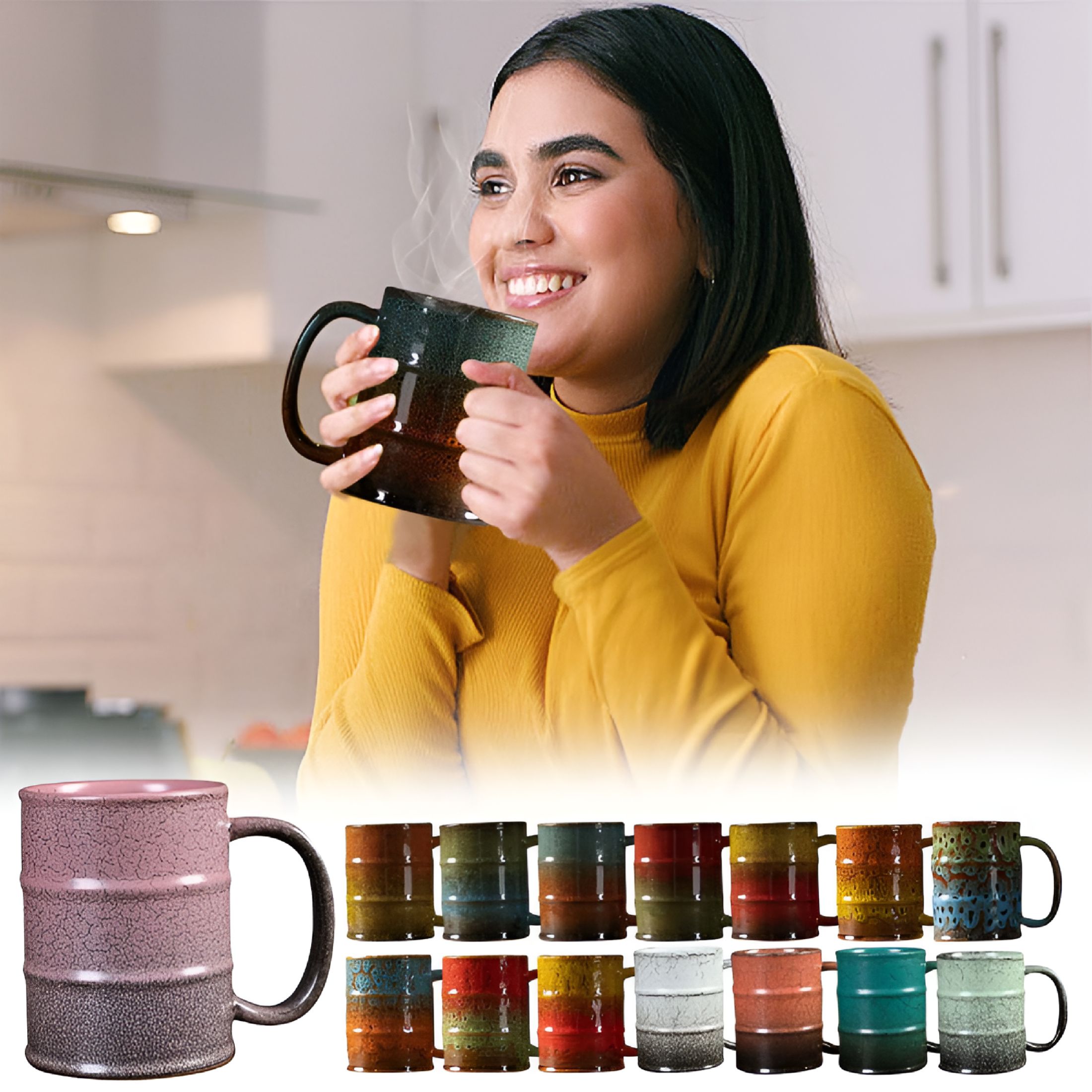 ACDANC Gradual Crack Ceramic Coffee Mug - Large Handmade Pottery Mugs 20oz Espresso Cups Large Tea Cups with Handle for Office and Home Coffee Cups Ceramic