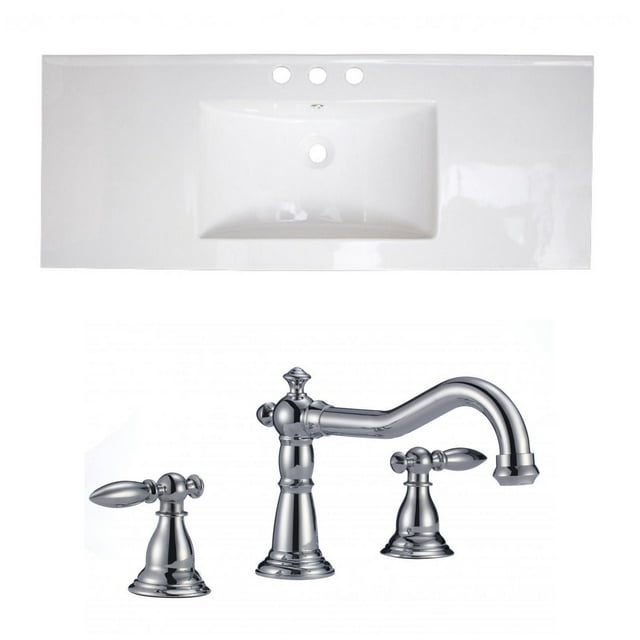 American Imaginations 59-in. W 3H4-in. Ceramic Top Set In White Color - Overflow Drain Incl. AI-16013