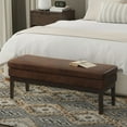thumbnail image 2 of Rectangle Ottoman Bench - 45" Wide Vegan Leather Footrest - Distressed Brown, 2 of 9