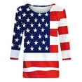 thumbnail image 5 of Yghzkop 3/4 Sleeve Tops for Women 4th of July Independence Day T-Shirts Patriotic Shirts Summer Round Neck Trendy Print Shirt Stars Stripes Graphic Tunic Tees Blouse, 5 of 5