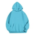 thumbnail image 3 of Oversized Hoodies with Pocket Women Cotton Plain Pullover Hooded Sweatshirts Sweater Long Sleeve Fleece Lined Tops (M, Sky Blue), 3 of 5