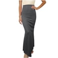 thumbnail image 3 of Gifts Dianli Maxi Skirt Bodycon High Waist Stretchy Midi Retro Fish Tail Ruffled Hem Elastic Waist Elegant Office To Evening Casual Pull On Long Skirt With Slimming Fit Maxi Skirt Bodycon, 3 of 7