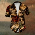 thumbnail image 2 of Halloween Button Up Shirt Men Skull Print Turndown Collar Short Sleeve Regular Fit Shirt for Men Casual, 2 of 5