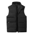 thumbnail image 5 of comerut Winter Waistcoat Padded Sleeveless Solid Color Cardigan Zipper Keep Warm Thicken Plus Size Winter Cotton Waistcoat for Daily Wear, 5 of 8