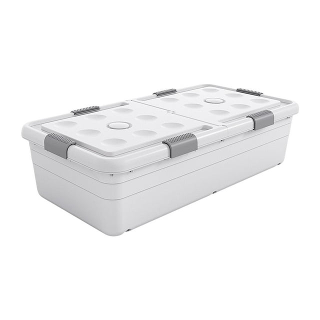 Caja de almacenamiento con ruedas debajo de la cama, contenedor multifunción transpirable con ruedas, organizador para dormitorio Altura 25cm