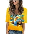thumbnail image 4 of Womens Summer Tops 2025 V Neck Short Sleeve Shirts Trendy Dressy Casual Vacation Outfits Printed, Limited Time Clearance Under 10 Dollars SA-512, 4 of 6