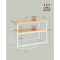thumbnail image 4 of Kitchen Island with 3 Shelves, 47.2 Inches Width Kitchen Shelf with Power Strip, Large Worktop, Stable Steel Structure, Industrial, Easy to Assemble, 4 of 7