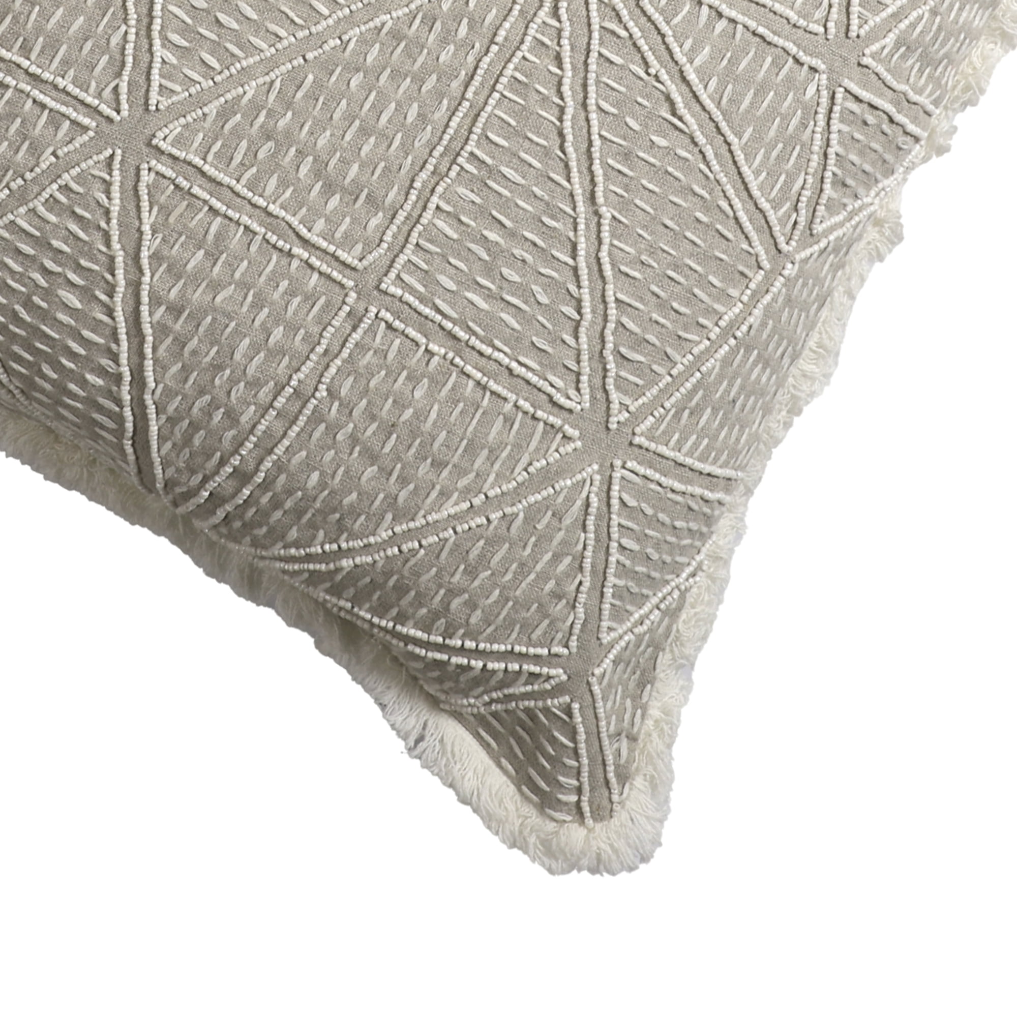 Harlow Hill Paul 20" x 20" Taupe/Ivory Geometric Linen Adult Decorative Throw Pillow Cover
