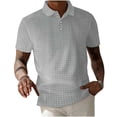 thumbnail image 2 of Camisetas Elvqul para Hombre Stretch Algodón Playa Manga Corta Gris sin Estampado Solapa Abotonada, 2 of 3