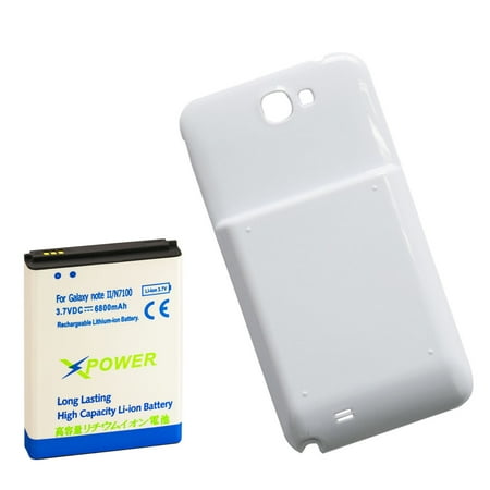 X Power 6800mAh Extended Battery + White Door for Galaxy Note 2 i317 N7100