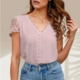 thumbnail image 3 of Two Piece Summer Outfit Trendy Outfits for Women Clothing Set Female V-Neck Short Sleeve Tops Pants Sets Long Pant Style S_212 Women's Tracksuits Pinks L, 3 of 5