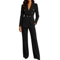 thumbnail image 2 of YSUEJPF Womens 2 Piece Business Casual Outfits Long Sleeve Blazer Straight Leg Pants Set Dressy Work Office Suit, 2 of 7