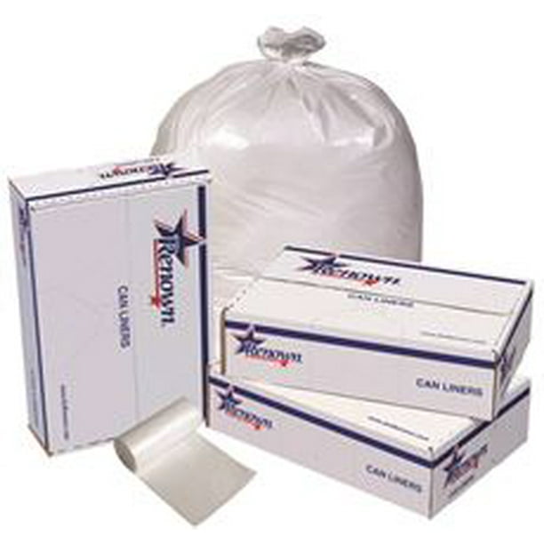 Renown Trash Can Liners, White, 24X32, .45Mil, 50 Liners Per Roll, 10
