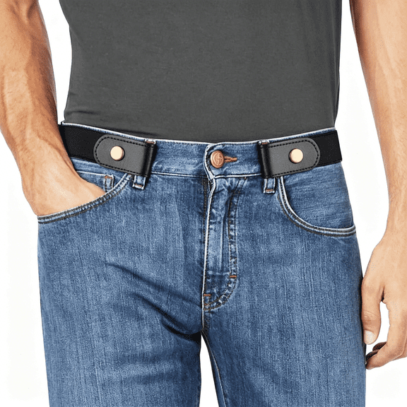 ACDANC No Buckle Stretch No Show Belt for Men 1.38 Inches Wide,Buckless Invisible Elastic Belt for Jeans Pants