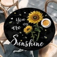 thumbnail image 2 of Yellow Sunflower Round Tablecloth, Fitted Table Cover with Elastic for 55"-60" Round Tables, Summer Flower Bee Sunshine Black Table Cloth Outdoor Indoor Dinning Party Waterproof Tablecloths, 2 of 7