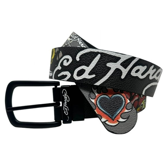 Ed Hardy Men's Finest Tattooing Reversible Belt (32, Grey/Black)