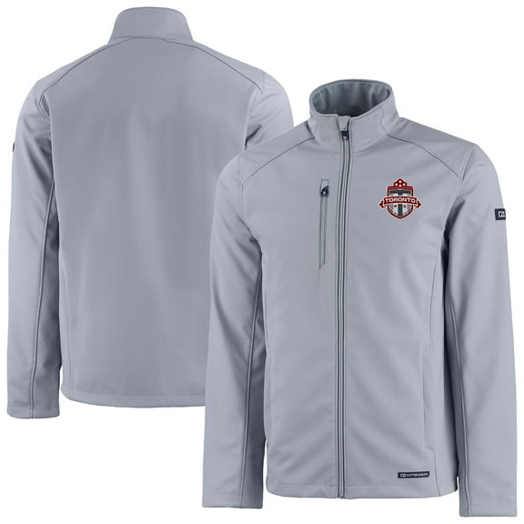 Men's-Cutter & Buck  Gray Toronto FC Evoke Eco Softshell Recycled Full-Zip Jacket