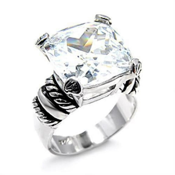 Sterling Silver Ring AAA GRD CZ Clear 6X526 for Women Style Rhodium