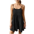 thumbnail image 2 of Gamivast Sun Dresses for Women Spaghetti Strap Scoop Neck Tiered Ruffle Cami Dress Loose Fit Textured Mini Dress Summer Beach Vacation Club Party, 2 of 7