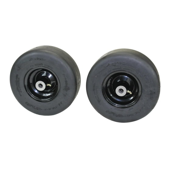 Antego Tire and Wheel 11x4.00-5 Flat Proof, Smooth Semi Pneumatic Tire & Wheel Assembly (Set of Two)
