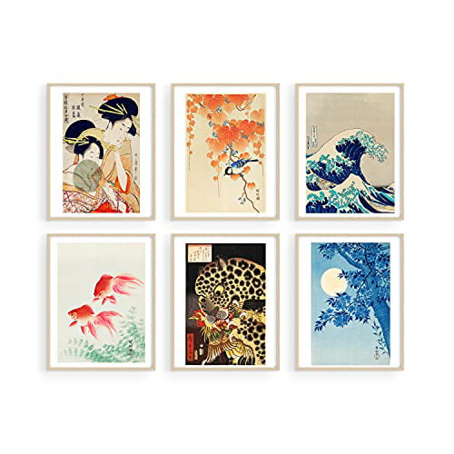 Haus And Hues Asian Art Prints Japanese Art Wall Decor - Set Of 6 Japanese  Wall Art Japanese Posters & Paintings Hokusai Paintings Unframed -  Walmart.Com