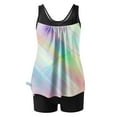 thumbnail image 5 of RKSTN Womens Bathing Suits Summer Tankini Swimsuits Printed Color Block Crew Neck Swim Tank with High Waisted Solid Color Swim Shorts Matching Two Piece Set Swimwear for Beach Vacations, 5 of 5