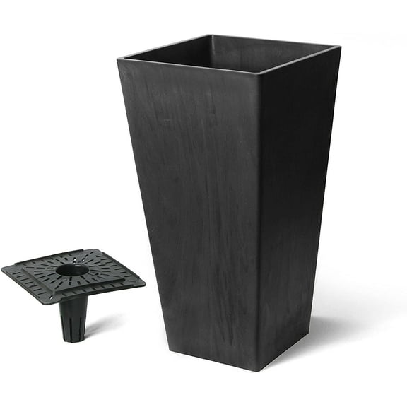 Algreen 17332 Valencia Square Flower Pot/Planter, Black, 10" x 20"