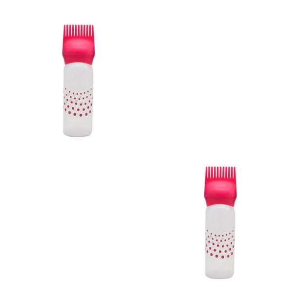 Vogacara Botella aplicadora de tinte para el cabello portátil de 120ml, dispensador de cepillo de relleno reutilizable con escamas, Rojo 2piezas