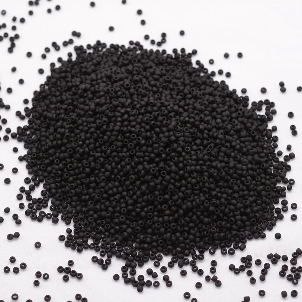 1pound 12/0 Round Glass Seed Beads Grade A Frosted Opaque Colours Black 1.8~2.0mm Hole: 0.8mm about 28000pcs/pound
