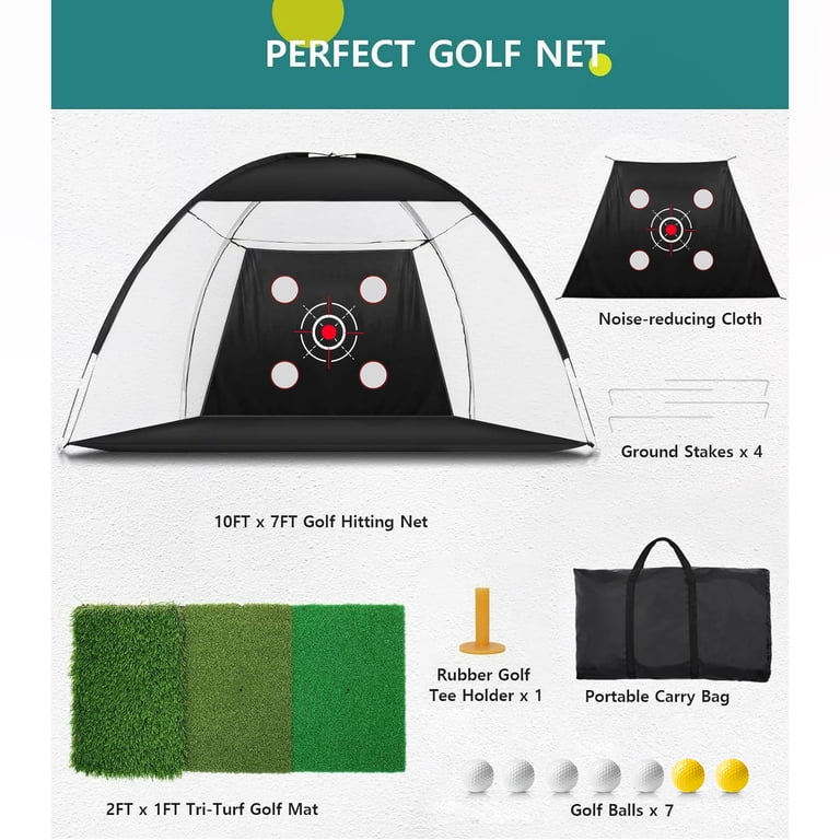 SwingRex 10x7FT Golf Practice Net with Mat & Target Backyard