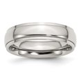 thumbnail image 1 of 6 mm Stainless Steel Ridged Edge Polished Band - Size 11.5, 1 of 1