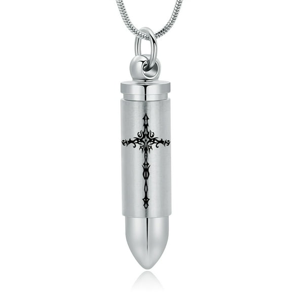 Bullet Urn Necklace for Ashes Memorial Ashes Keepsake Exquisite Cremation Simple Bar Cross Pendant Jewelry Lords Prayer Mens Urn Pendant Necklace