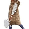 thumbnail image 1 of Inevnen Women's Long Quilted Vest Hooded Sleeveless Puffer Vest Padded Coat Winter Outerwear, 1 of 7