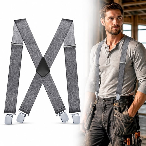 Men's Camo Suspenders for Men – Heavy Duty Work Braces with Clips for Holding up
