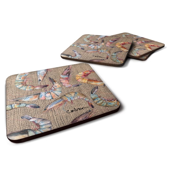 Carolines Treasures 8738FC Shrimp Foam Coaster Set of 4 3 1/2 x 3 1/2 multicolor