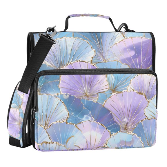 ALAZA Zipper Binder Seashells Blue 3 Ring Trapper Keeper File Folder Organizer Bag