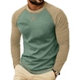 thumbnail image 2 of WRKEKC Mens Long Sleeve Tee Shirts Two Tone Raglan Crew Neck Long Sleeve Soft Knit Curved Hem Daily Casual Pullover Tops, 2 of 7