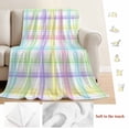 thumbnail image 5 of White Grid Blanket Soft Cozy Warm Throw Blanket for Couch, Plush Fuzzy Flannel Fleece Blankets for Sofa, Colorful Plaid Modern Geometric Pattern Bed Blankets Lightweight Gifts for Women, 40"x50", 5 of 9