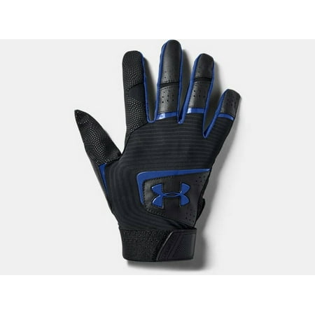 2019 New Version Under Armour Men's UA Clean Up 19 Baseball Batting Gloves 1341970-003 Black/Royal (Best Baseball Gloves Of 2019)