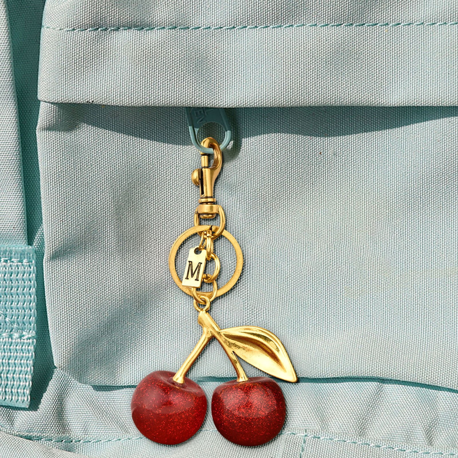 Porte-clés Cerise Décoratif - Cœur Argenté Et Cerises Noires - Accessoire Mignon Pour Sac Ou Clés