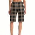 thumbnail image 4 of Prdecexlu Womens Pajama Shorts Lightweight Plaid Elastic Waistband with Drawstring Pockets Knee Length Breathable Bermuda Long Shorts Stylish Casual Lounge Pj Bottoms Light Brown M, 4 of 4