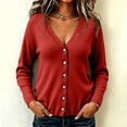 thumbnail image 2 of Nestiefly Womens Button Down Cardigan Sweater Casual Soft V Neck Work Sweaters Lightweight Knit Tops Fall Clothes Wine S, 2 of 6