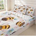 thumbnail image 3 of Erosebridal Cartoon Bee Zipper Twin Comforter Sets with Fitted Sheet and 2 Pillowcases,Cute Sunflower Florals Zipper Bedding Set,White Pink,Polkadot Reversible,4pcs, 3 of 8