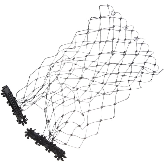 Velo de la cara Velo de malla negra con clips Novia Vete Tea Party Masquerada Velo de cara Velo