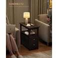 thumbnail image 4 of XPOPR 3-Tier Side Table Slim Sofa End Table with 2 Drawers and 1 Open Shelf Narrow Space for Living Room, Espresso Power (Outlets and USB Ports Included), 4 of 14