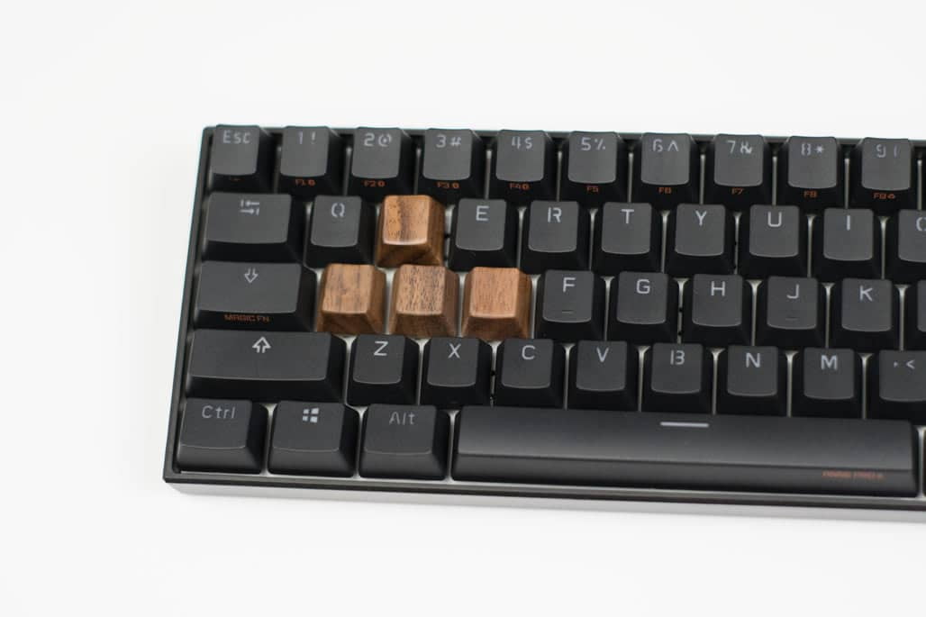OEM Black Walnut Artisan Wooden Keycaps WASD