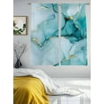 thumbnail image 3 of Turquoise Marble Semi Sheer Window Curtains 63 Inches Long, Abstract Modern Art Marble Crack Rod Pocket Voile Silky Chiffon Curtain Treatment Drapes for Kitchen, Living Room, 52"x63", 2 Panels, 3 of 9